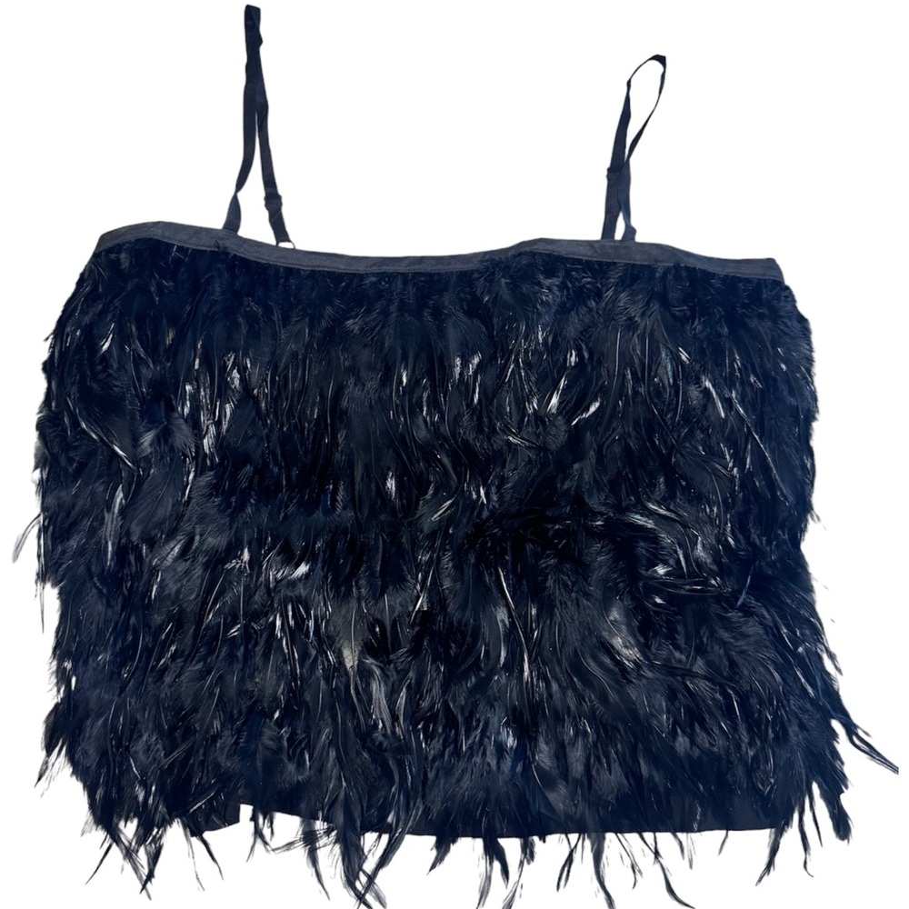 Bebe Black Feathered Top, Black Top, Party Top, Chic Top, Feathers, Designer Top